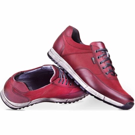Kampol Scarpe casual da uomo in pelle 31/34 marrone rosso 3