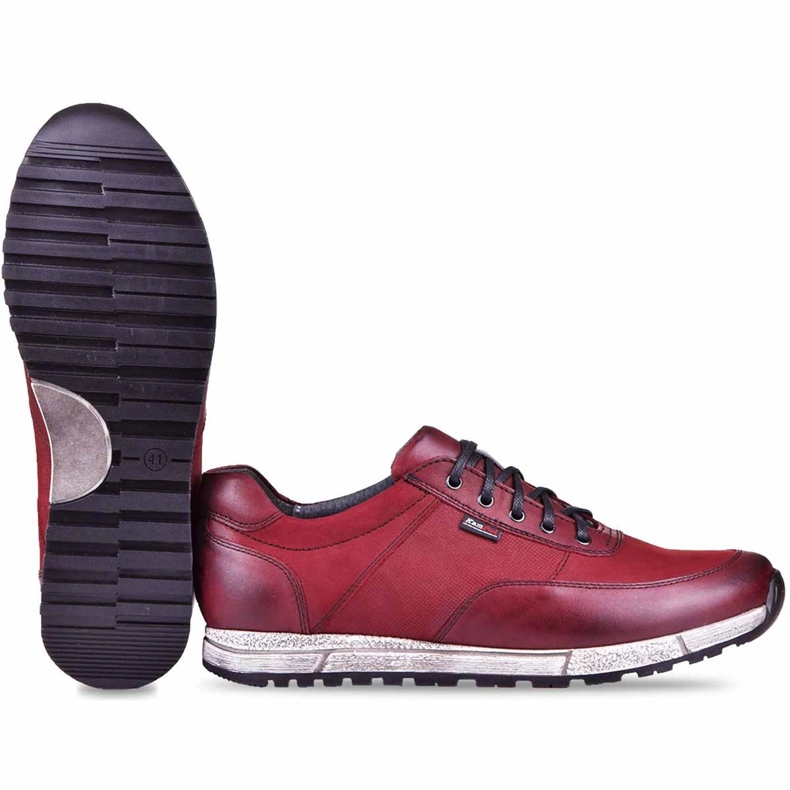 Kampol Scarpe casual da uomo in pelle 31/34 marrone rosso 5