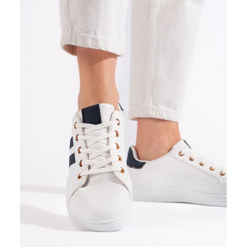 Sneakers bianche da donna stringate bianco 2