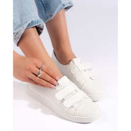 Sneakers bianche da donna con velcro bianco 1