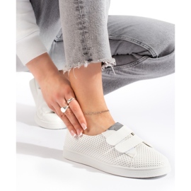 Sneakers bianche da donna con velcro bianco 2
