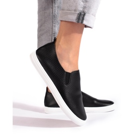 Sneakers slip-on traforate, nere nero 1