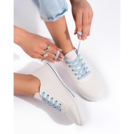 Sneakers da donna traforate bianche e blu bianca 1