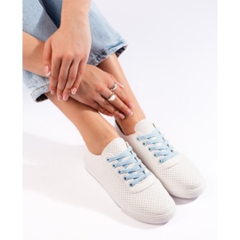 Sneakers da donna traforate bianche e blu bianca 2