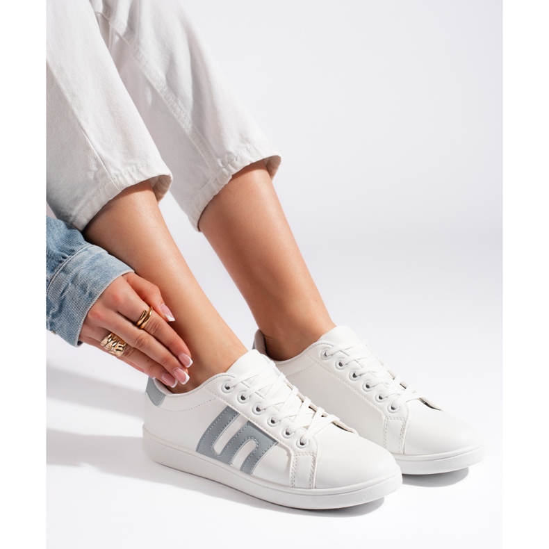 Sneakers bianche e blu da donna bianco 2
