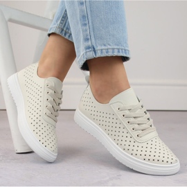 Scarpe sportive traforate da donna, beige Sabatina 0819 1