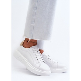 Sneakers da donna in pelle con plateau, Danida colore bianco 2