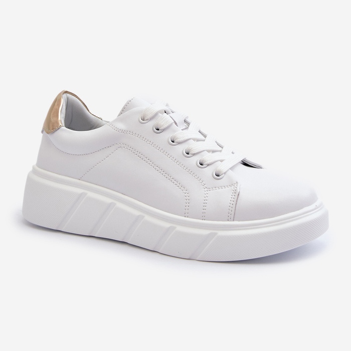 Sneakers da donna in pelle con plateau, Danida colore bianco 1