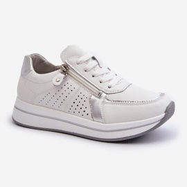 Sneakers da Donna in Pelle con Plateau Ligustra Bianca 2