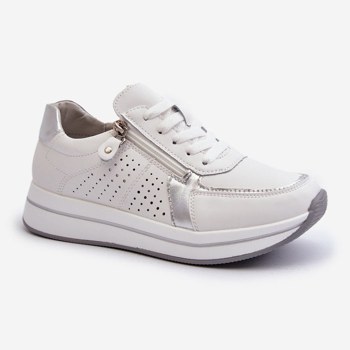 Sneakers da Donna in Pelle con Plateau Ligustra Bianca 2