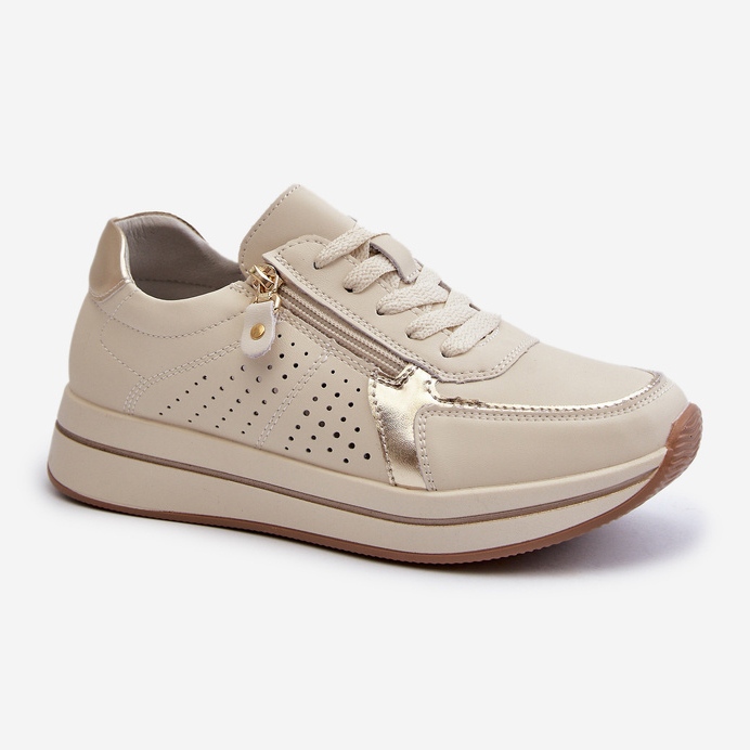 Sneakers da Donna in Pelle su Platform Ligustra Beige 1
