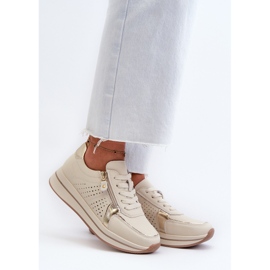 Sneakers da Donna in Pelle su Platform Ligustra Beige 2