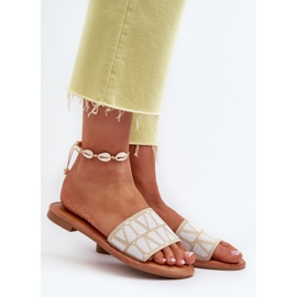 Infradito con tacco piatto da donna Beige Traivea 2