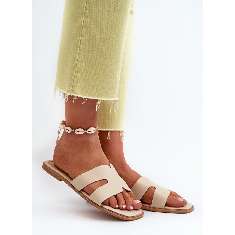 Infradito piatte da donna con ritagli Beige Fiviama 2