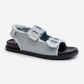 Sandali In Denim Decorati Da Donna Blu Irmale 2