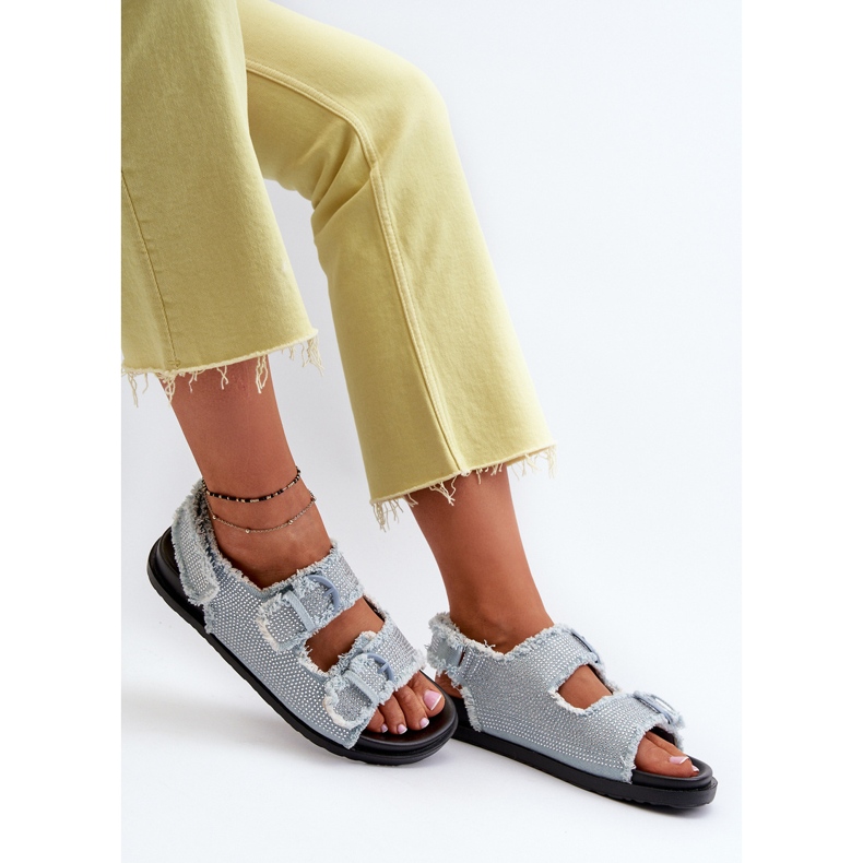 Sandali In Denim Decorati Da Donna Blu Irmale 1