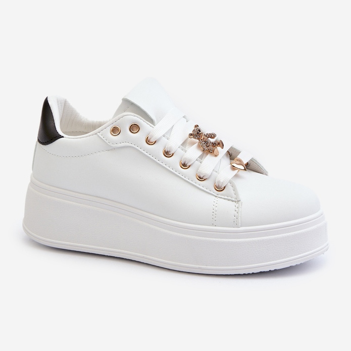 Sneakers da donna con plateau e spille in ecopelle, cavisa bianca 1
