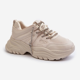 Sneakers da donna su suola massiccia con allacciatura decorativa Relissa beige 2