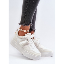 Sneakers Platform da Donna in Eco Pelle, Colore Bianco 2