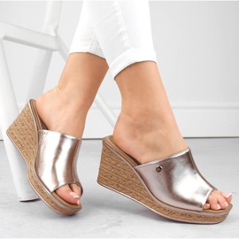 Sandali zeppa oro da donna Sergio Leone KL213 d'oro 1