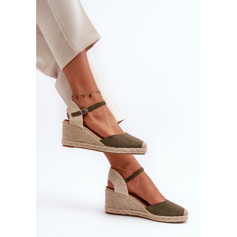 Espadrillas in camoscio Sandali con zeppa Verde Cammer 1
