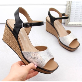 Sandali zeppa argento da donna Sergio Leone SK229 1