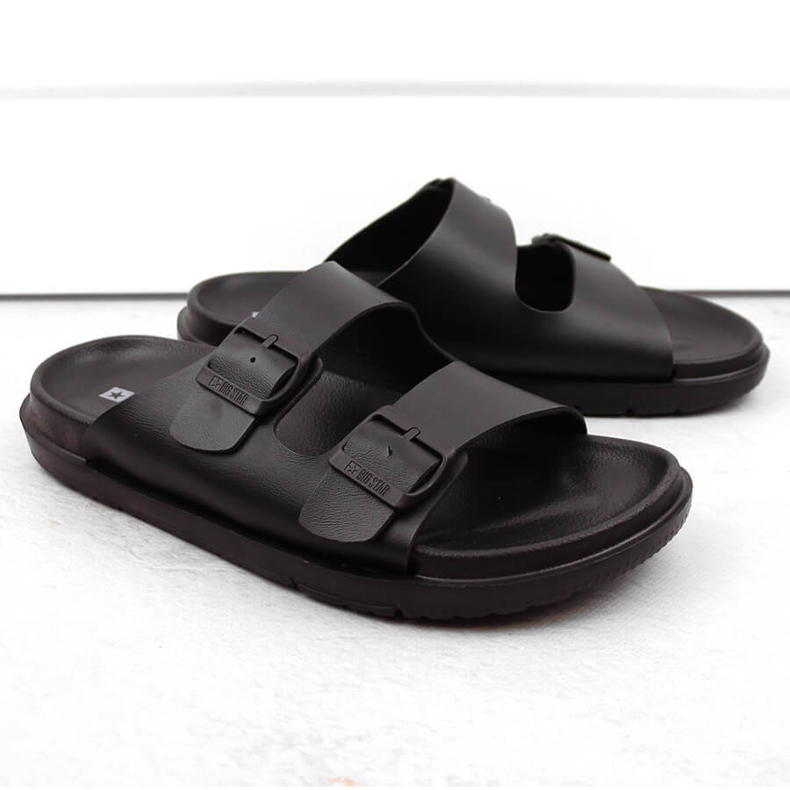 Infradito da uomo in schiuma con fibbie, nere Big Star NN174597 nero 1