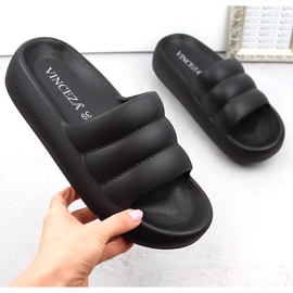 Infradito da donna trapuntate nere con plateau Vinceza 75204 nero 1