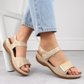 Sandali comodi da donna con velcro, beige eVento 0146 1