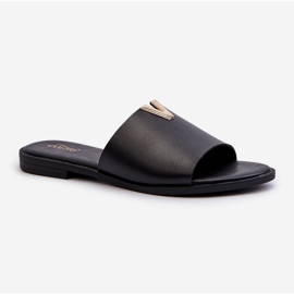 Infradito da Donna in Eco Pelle con Tacco Piatto, Nero Maliha 1