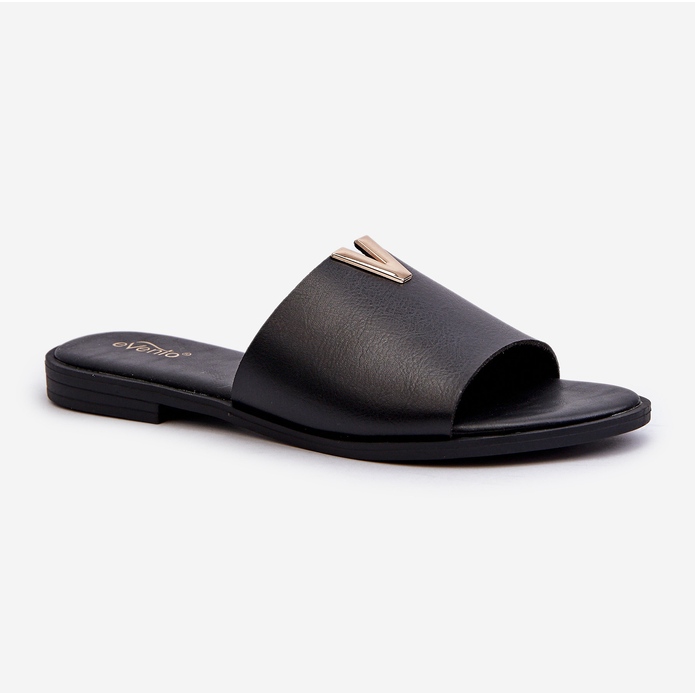 Infradito da Donna in Eco Pelle con Tacco Piatto, Nero Maliha 1