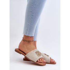 Infradito Piatti da Donna Con Treccia e Decoro, Omenna Bianco bianca 2
