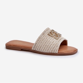 Infradito Piatti da Donna Con Treccia e Decoro, Omenna Bianco 1