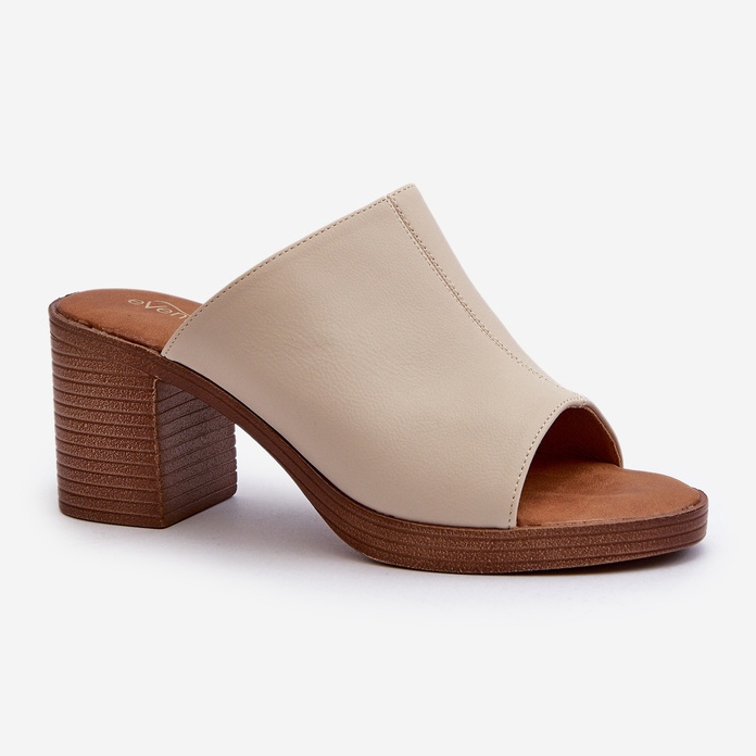 Pantofole da donna eleganti e leggere con tacco alto, Beige Varnila marrone 1