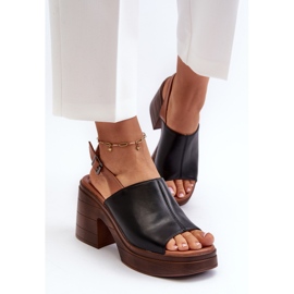 Vinceza Sandali da Donna Realizzati in Eco Pelle con Tacco Grosso e Plateau, Meeyah Nero 2
