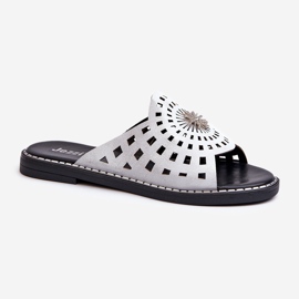 Infradito piatte da donna lucide con decoro argento Ebirena 1