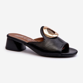 Infradito Eleganti Da Donna Con Tacco Basso Con Decoro Oro Nero Uzimila 1