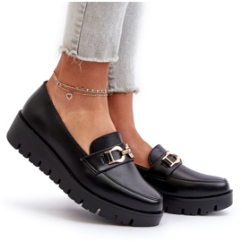 Evento Mocassini Da Donna Su Plateau Con Decoro, Nero 4