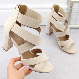 Sandali con tacco da donna con elastici beige eVento 6964 1
