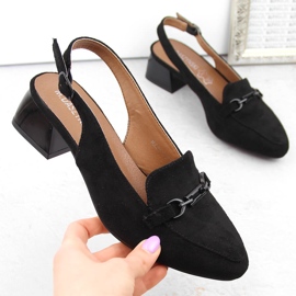 M. DASZYŃSKI Sandali con tacco da donna in camoscio nero M.Daszyński MR23112-4 1