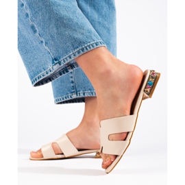 Ciabatte basse da donna beige 1