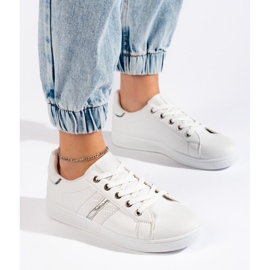 Scarpe sportive stringate bianche bianca 2