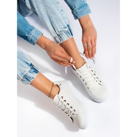 Scarpe sportive stringate bianche bianca 1