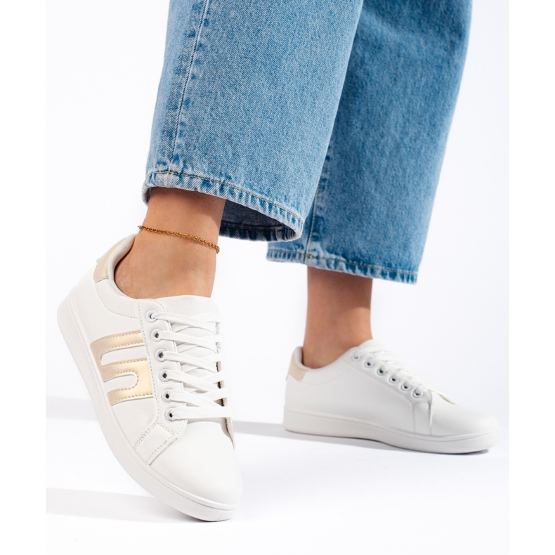 Sneakers da donna bianche e dorate bianca 1