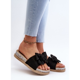Infradito da donna con plateau e fiocco, colore nero Aflia 1