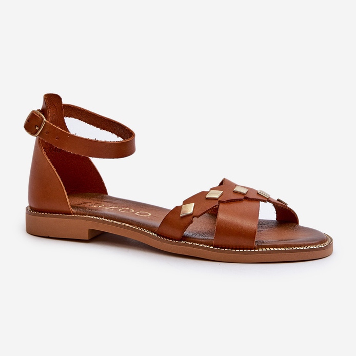 Zazoo 40378 Sandali piatti in pelle da donna, Marrone 2