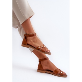 Zazoo 40378 Sandali piatti in pelle da donna, Marrone 1