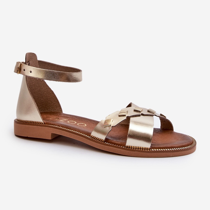 Zazoo 40378 Sandali piatti in pelle da donna, Oro d'oro 2