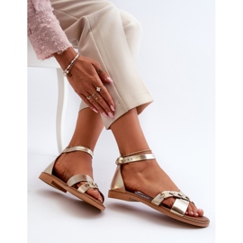 Zazoo 40378 Sandali piatti in pelle da donna, Oro d'oro 1