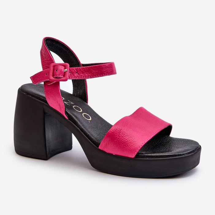 Zazoo 40386 Sandali in pelle da donna su un blocco Fucsia rosa 1